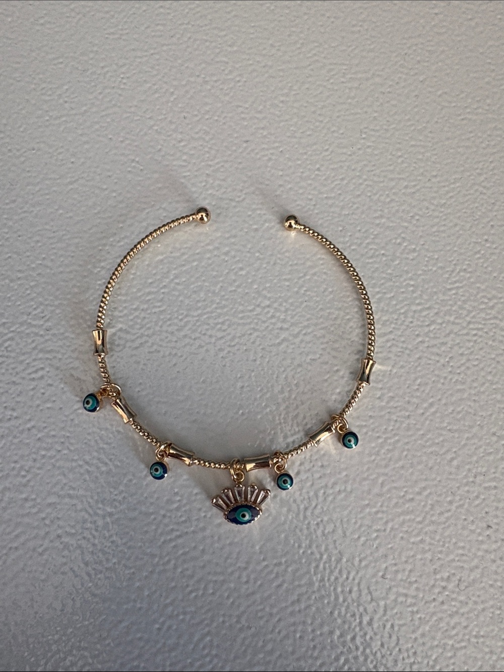 Gold-Tone Evil Eye Charm Bracelet - Blue Accents